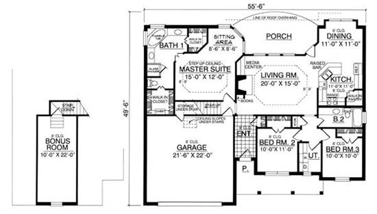 The Bungalow 7950 - 3 Bedrooms and 2.5 Baths | The House Designers - 7950